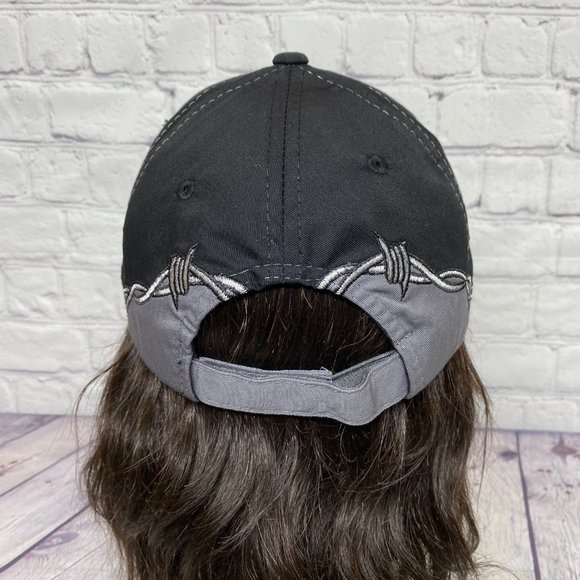 Oilfield Hat Cap Strap Back Black I Survived The Beast Embroidered Barbed Wire - Picture 3 of 9
